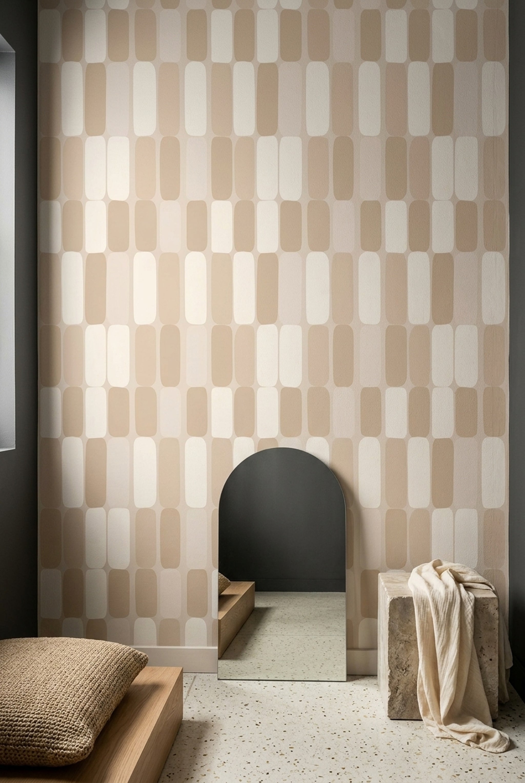 Geometric Wallpaper Rounded Rectangles Scandinavian Style Removable Wall Decor
