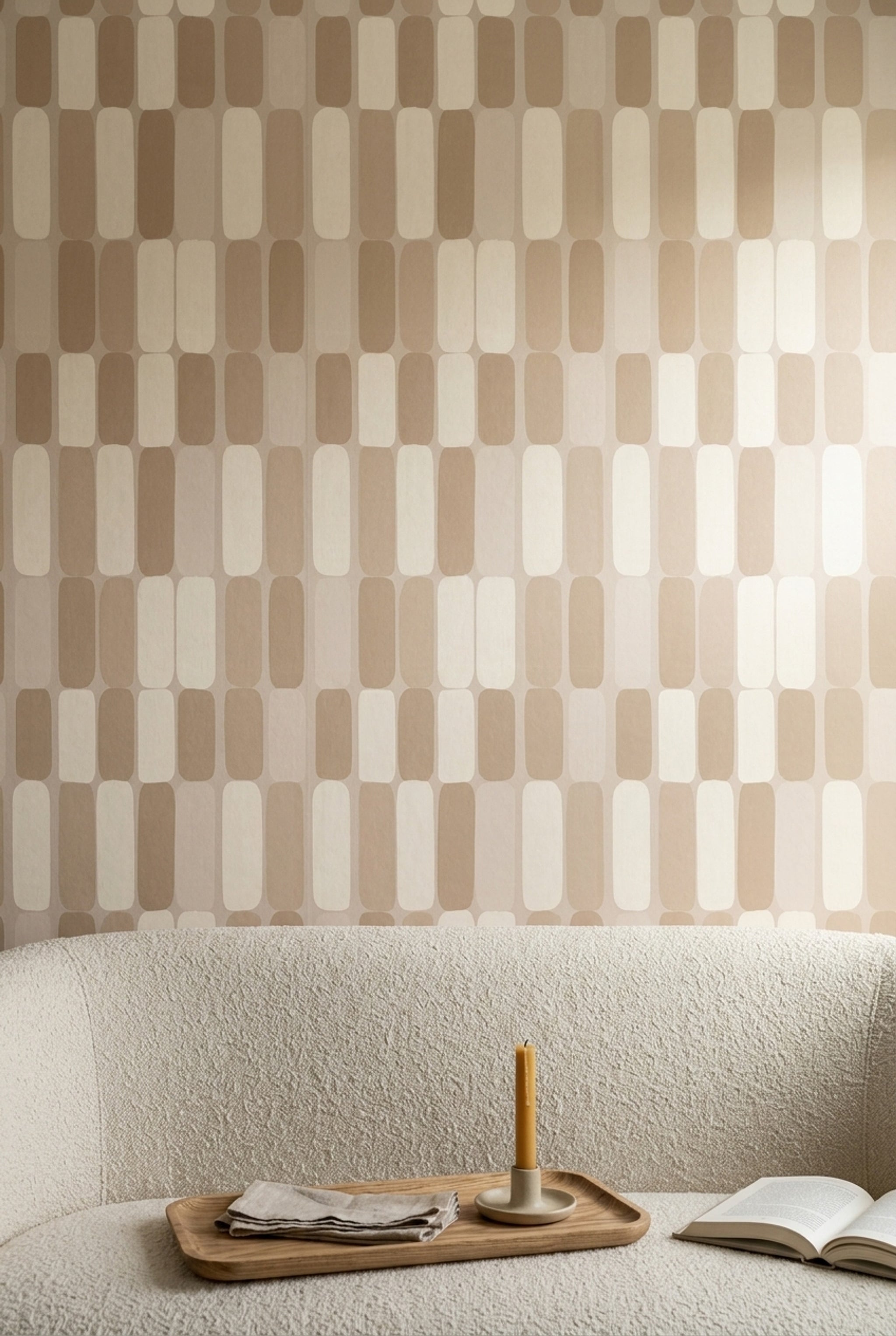 Geometric Wallpaper Rounded Rectangles Scandinavian Style Removable Wall Decor