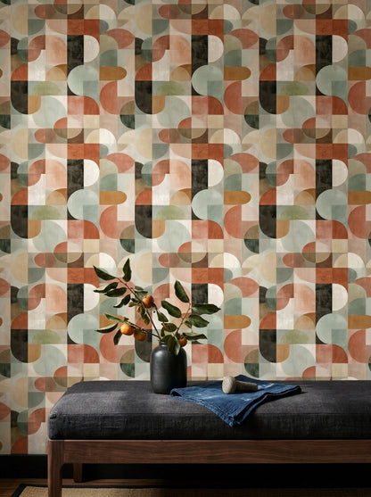 Mid Century Modern Wallpaper Geometric Modern Decorative Mural