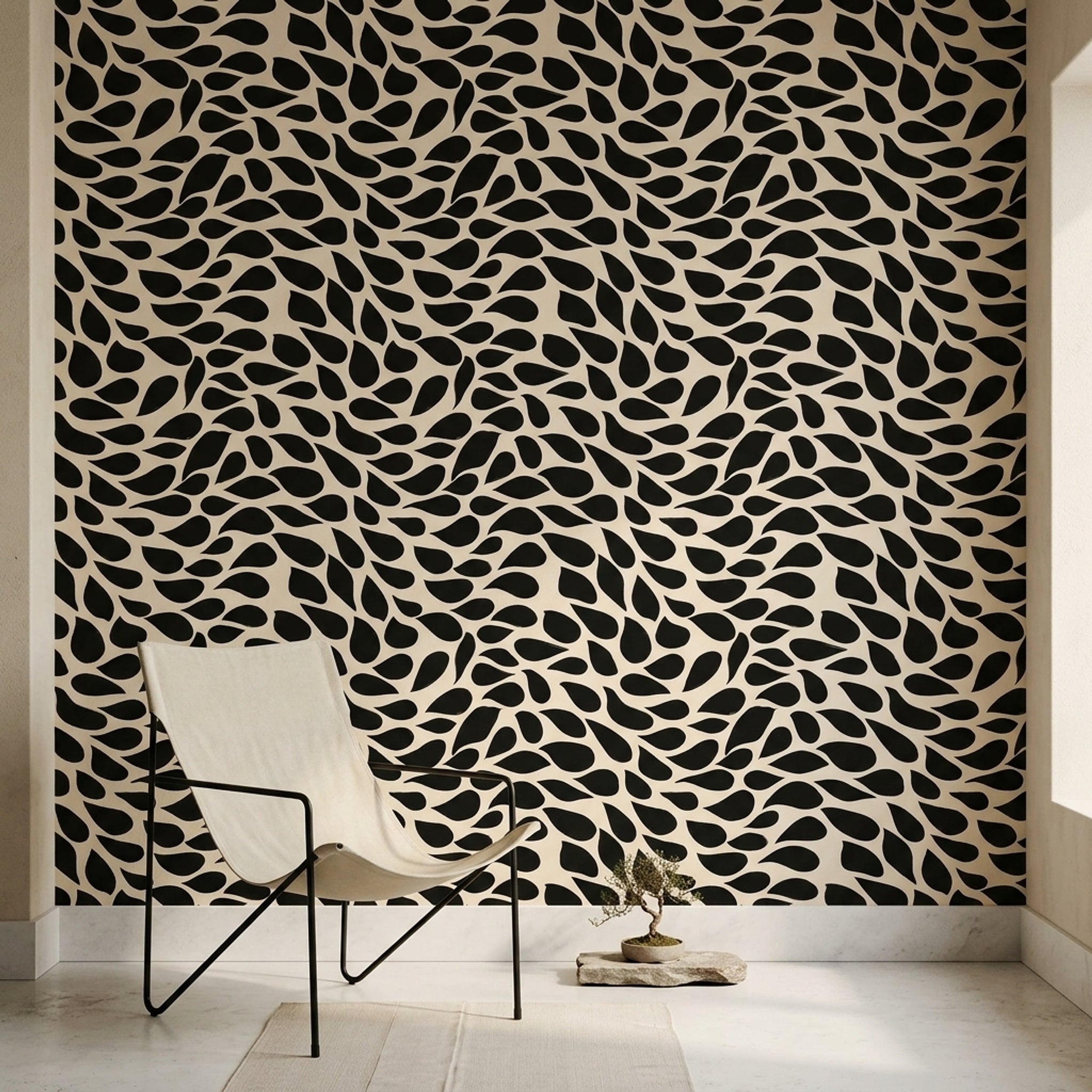 Solid Black Wallpaper Inkblot Abstract Removable Wall Decor