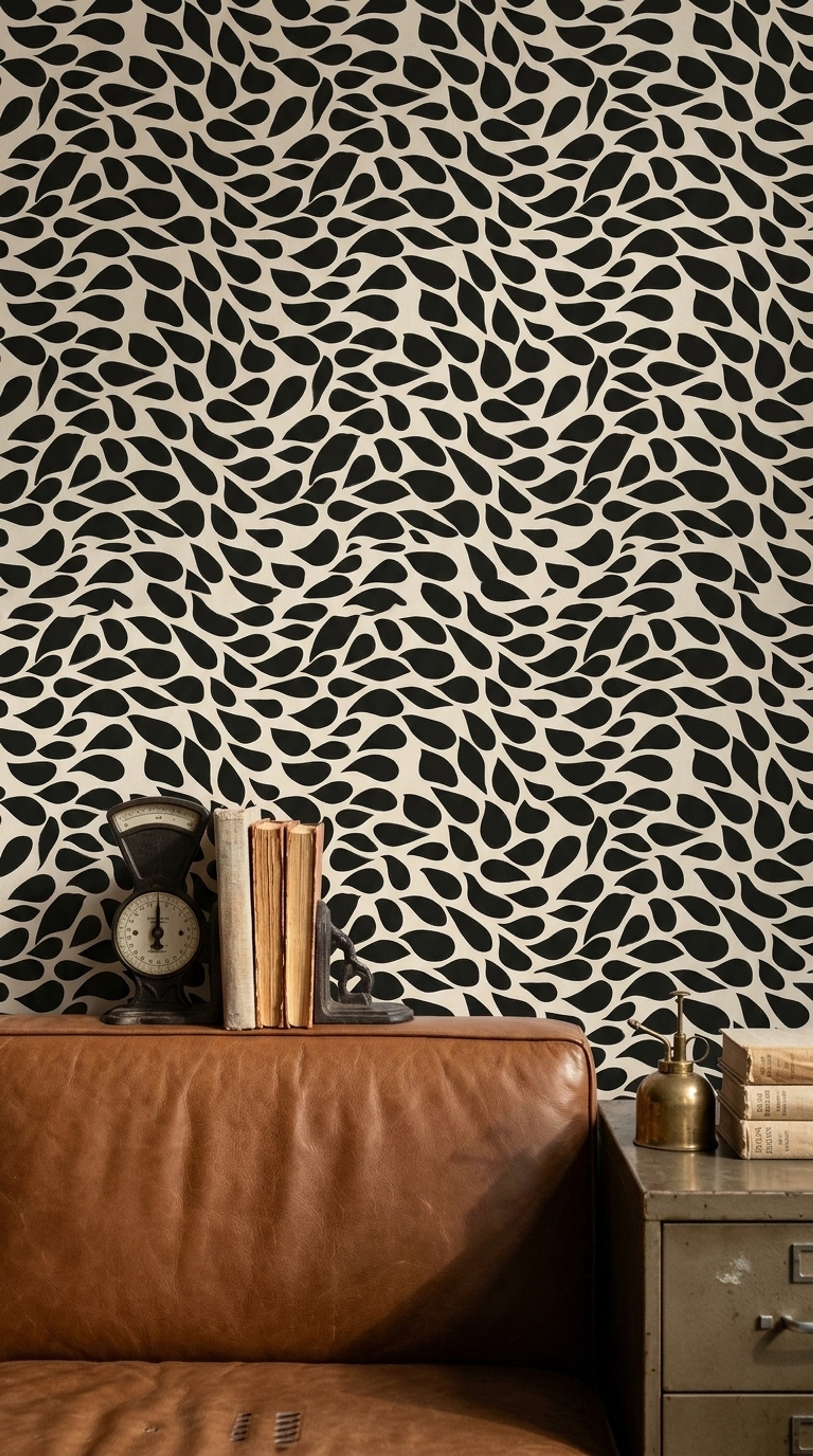 Solid Black Wallpaper Inkblot Abstract Removable Wall Decor
