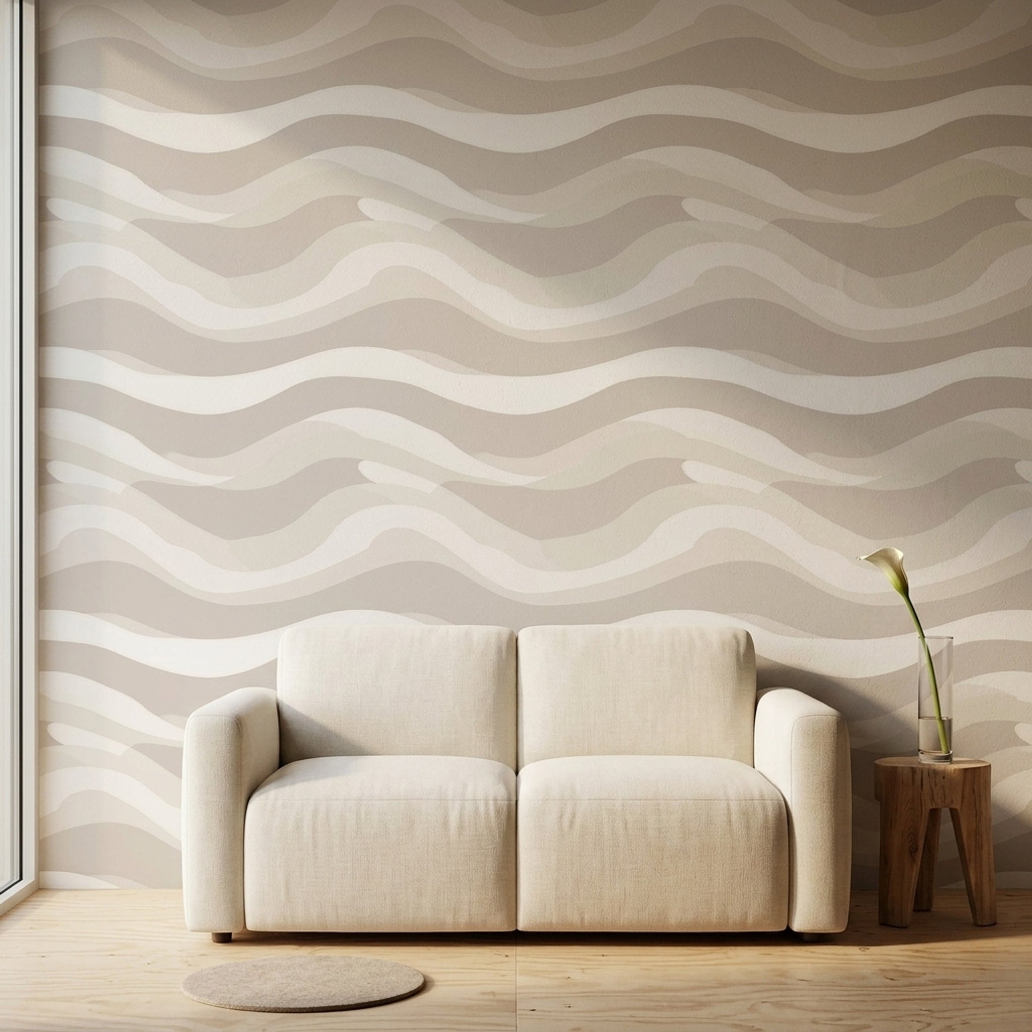 Abstract Waves Wallpaper Neutral Beige Sand Dune Inspired Decorative Mural
