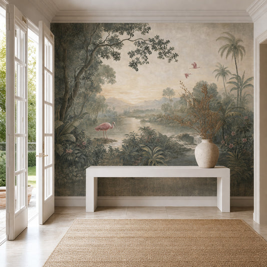 Scenic Landscape Wallpaper Tropical Jungle Vintage Removable Wall Decor