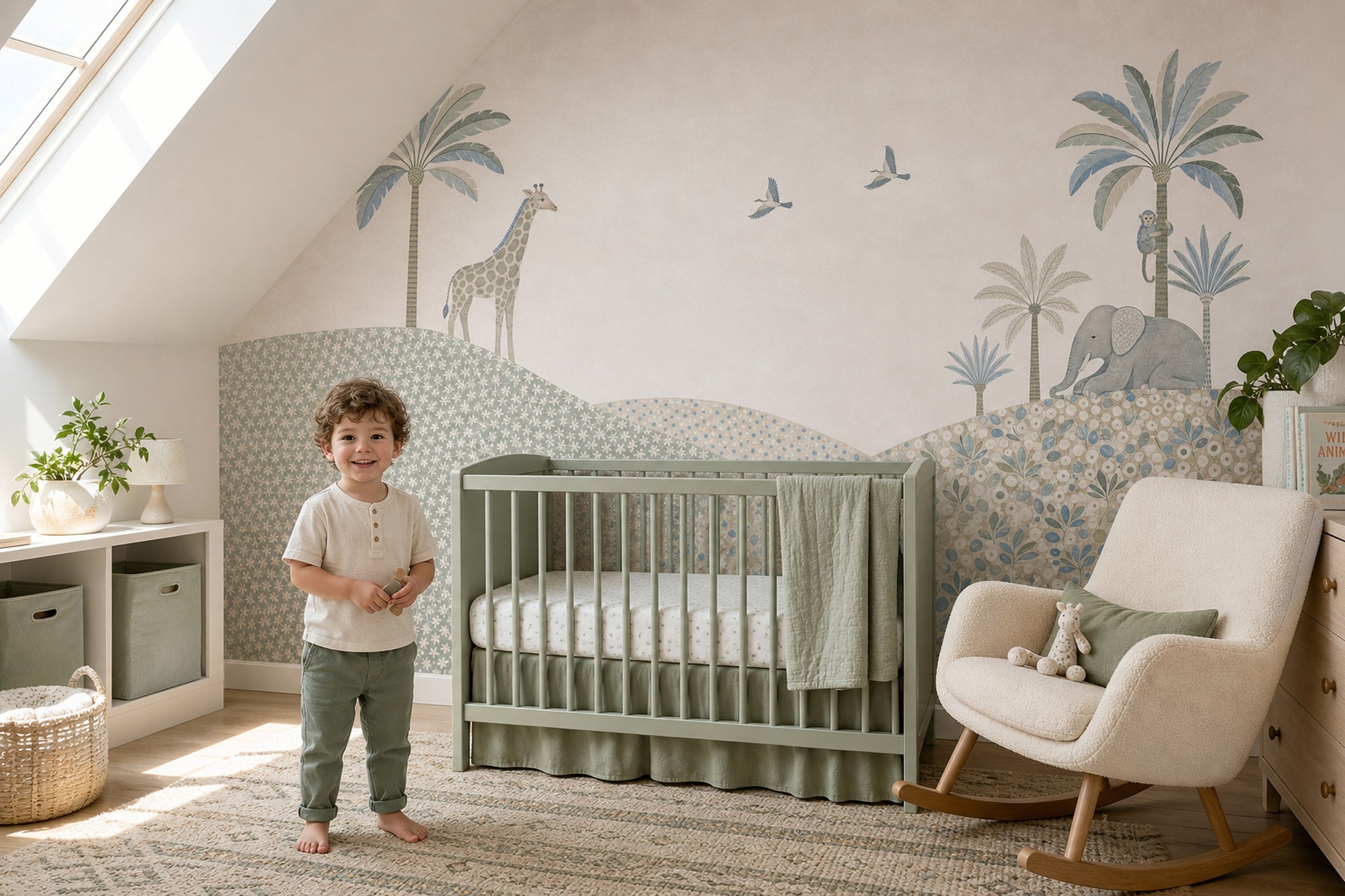 Watercolor Texture Wallpaper Soft Pastel Safari Nursery Wall Mural