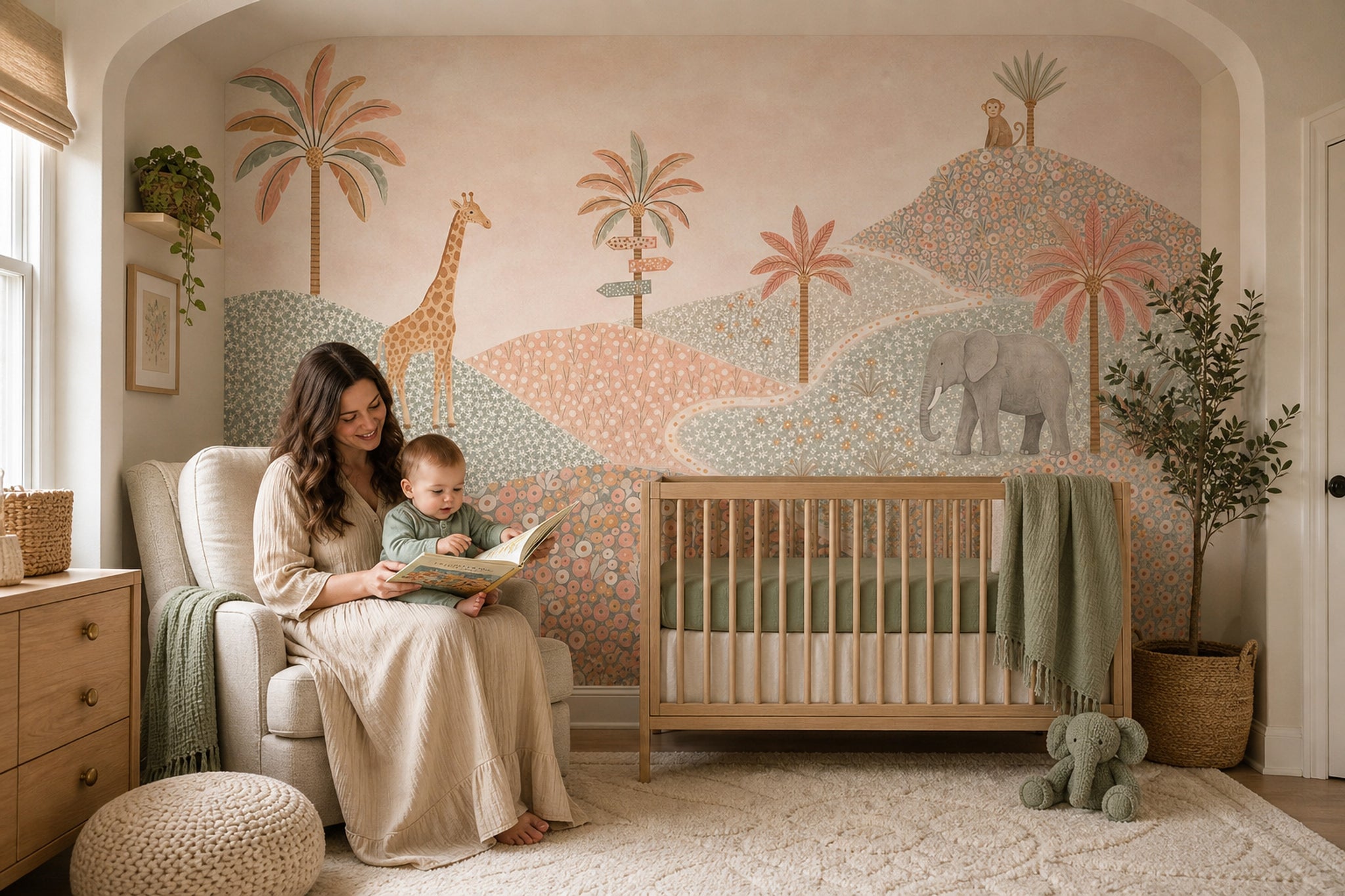 Jungle Vibe Wallpaper Safari Scene Removable Kids Room Wall Decor