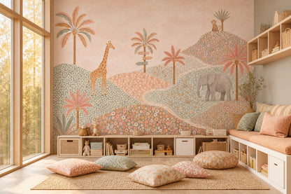 Jungle Vibe Wallpaper Safari Scene Removable Kids Room Wall Decor
