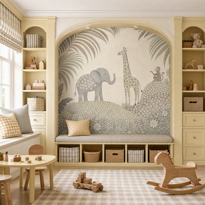 Safari Wallpaper Jungle Animals Watercolor Removable Wall Decor