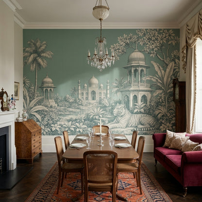 Toile Landscape Wallpaper Indian Palace Tropical Jungle Foliage Wall Mural