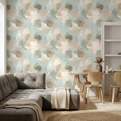 Organic Shapes Wallpaper Soft Neutral Palette Scandinavian Decorative Mural