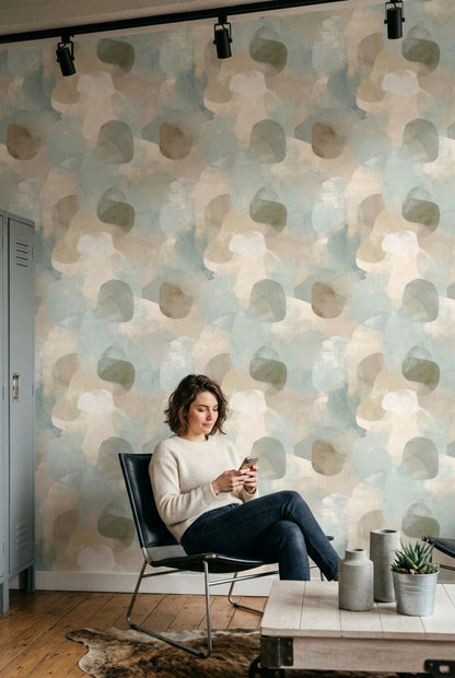 Organic Shapes Wallpaper Soft Neutral Palette Scandinavian Decorative Mural