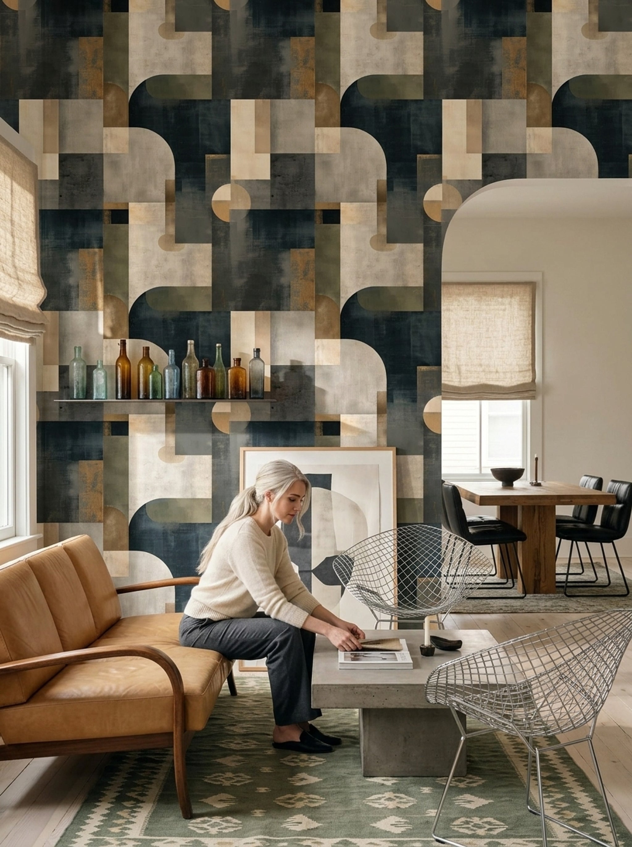 Concrete Texture Wallpaper Geometric Modern Removable Wall Decor