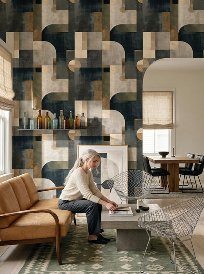 Concrete Texture Wallpaper Geometric Modern Removable Wall Decor