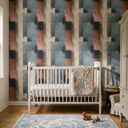 Geometric Blocks Wallpaper Textured Paint Distressed Removable Wall Decor