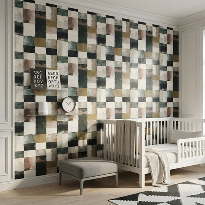 Abstract Geometric Wallpaper Painted Blocks Modern Minimalist Decorative Mural