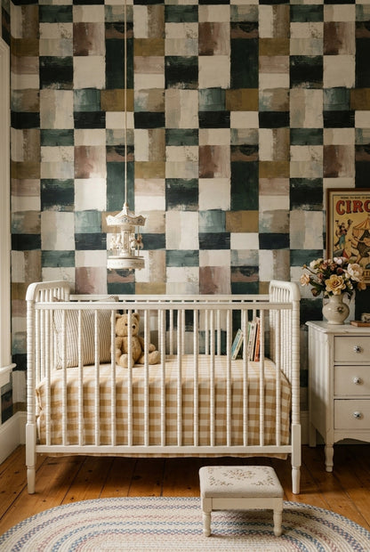 Abstract Geometric Wallpaper Painted Blocks Modern Minimalist Decorative Mural