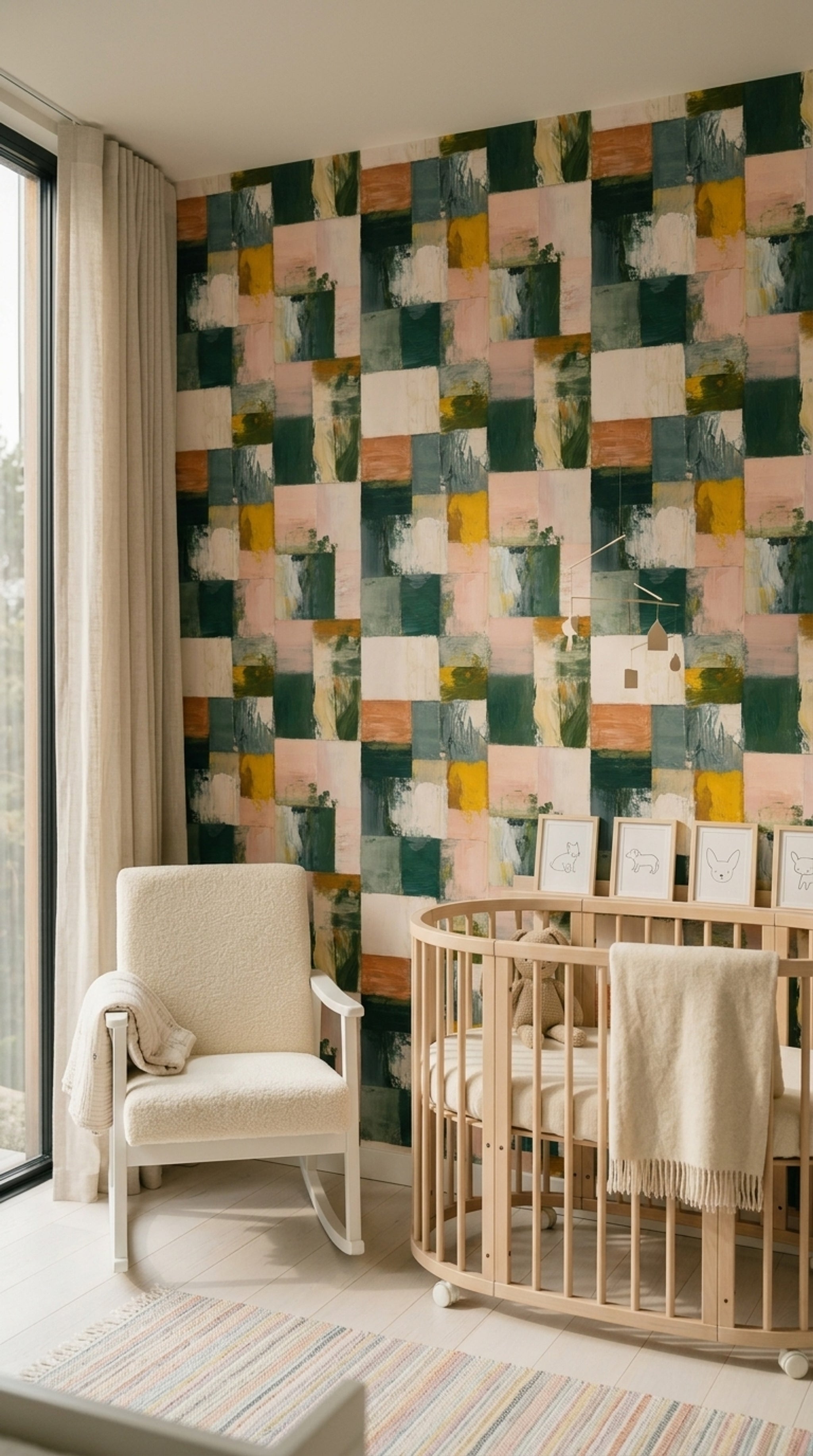 Geometric Blocks Wallpaper Painterly Texture Removable Earthy Palette Wall Double Roll