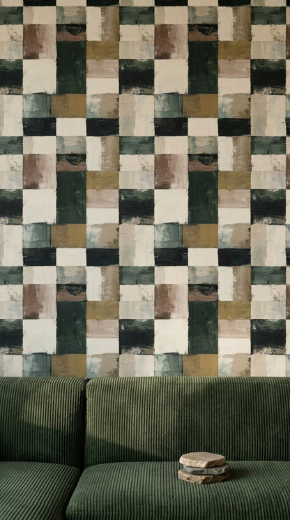 Abstract Geometric Wallpaper Painted Blocks Modern Minimalist Decorative Mural
