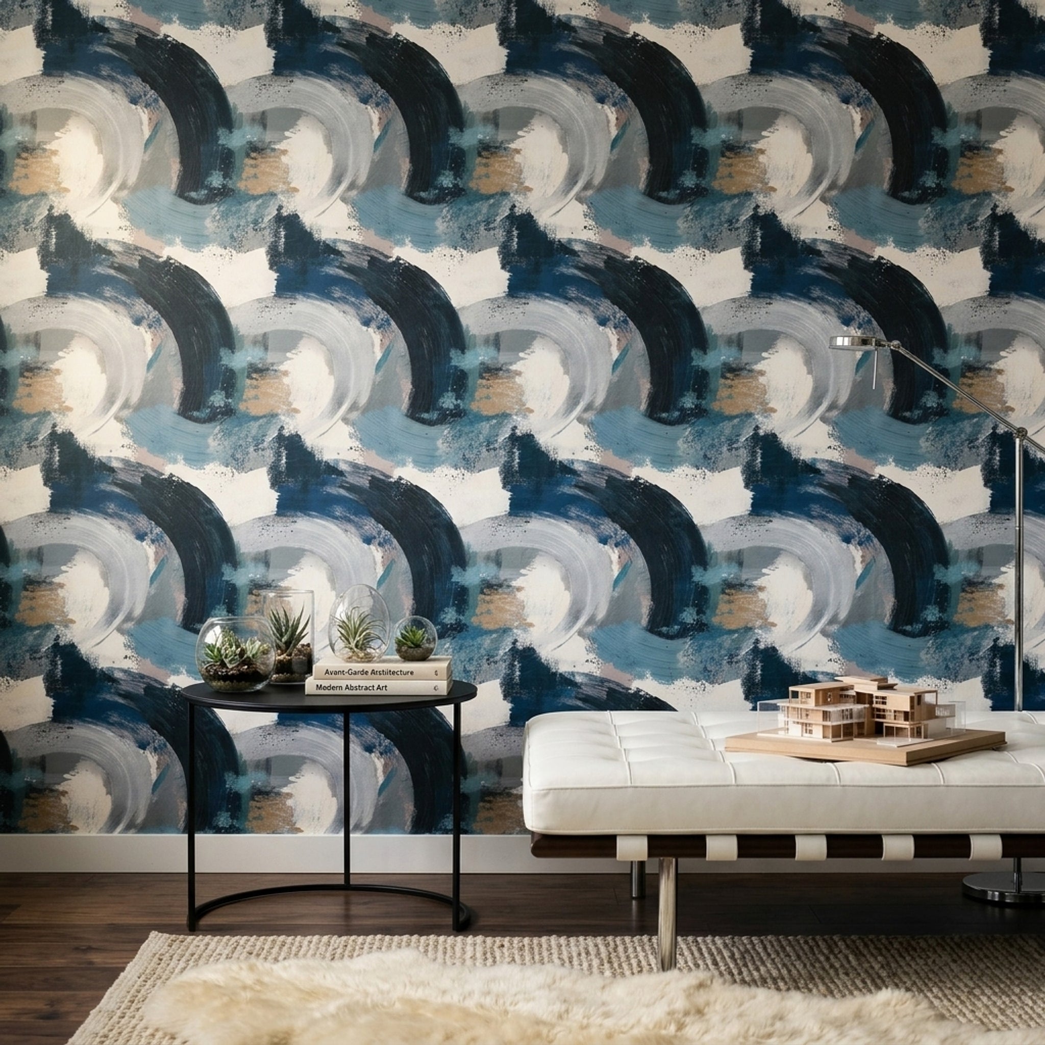 Painterly Brushstrokes Wallpaper Ink Splatter Wave Like Arcs Removable Wall Decor