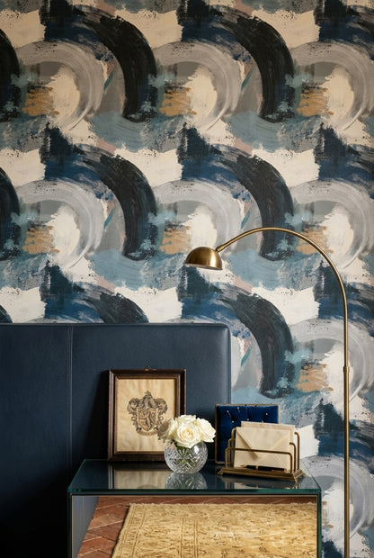 Painterly Brushstrokes Wallpaper Ink Splatter Wave Like Arcs Removable Wall Decor