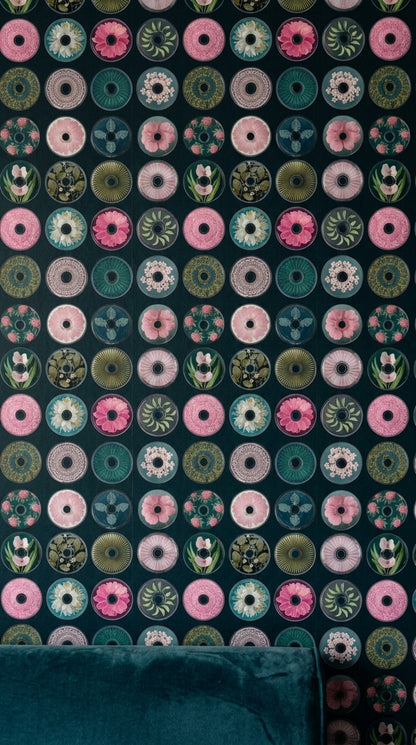 Black Background Wallpaper Dark Botanical Floral Removable Wall Decor