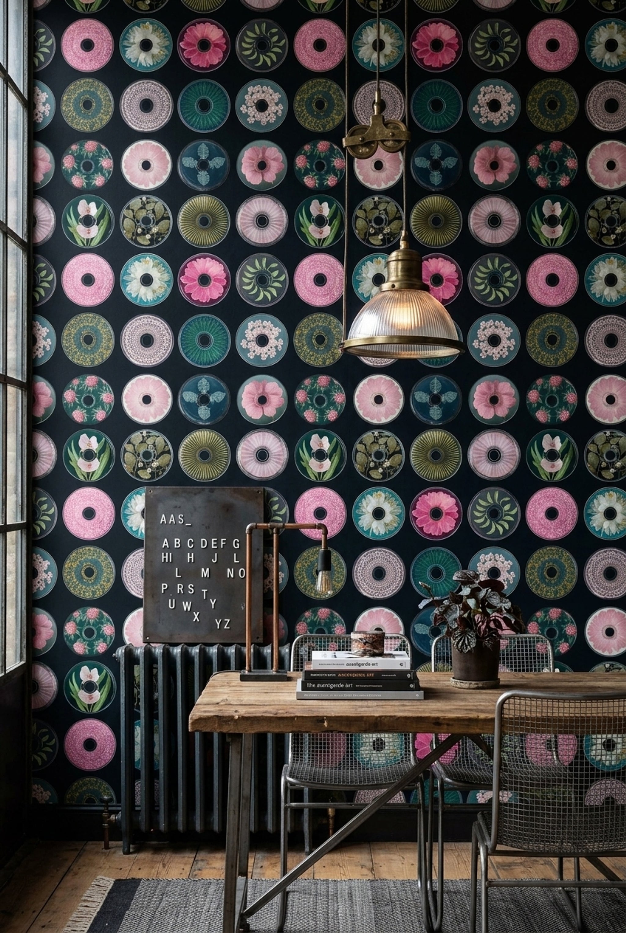 Black Background Wallpaper Dark Botanical Floral Removable Wall Decor