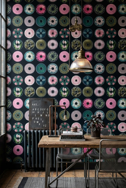 Black Background Wallpaper Dark Botanical Floral Removable Wall Decor