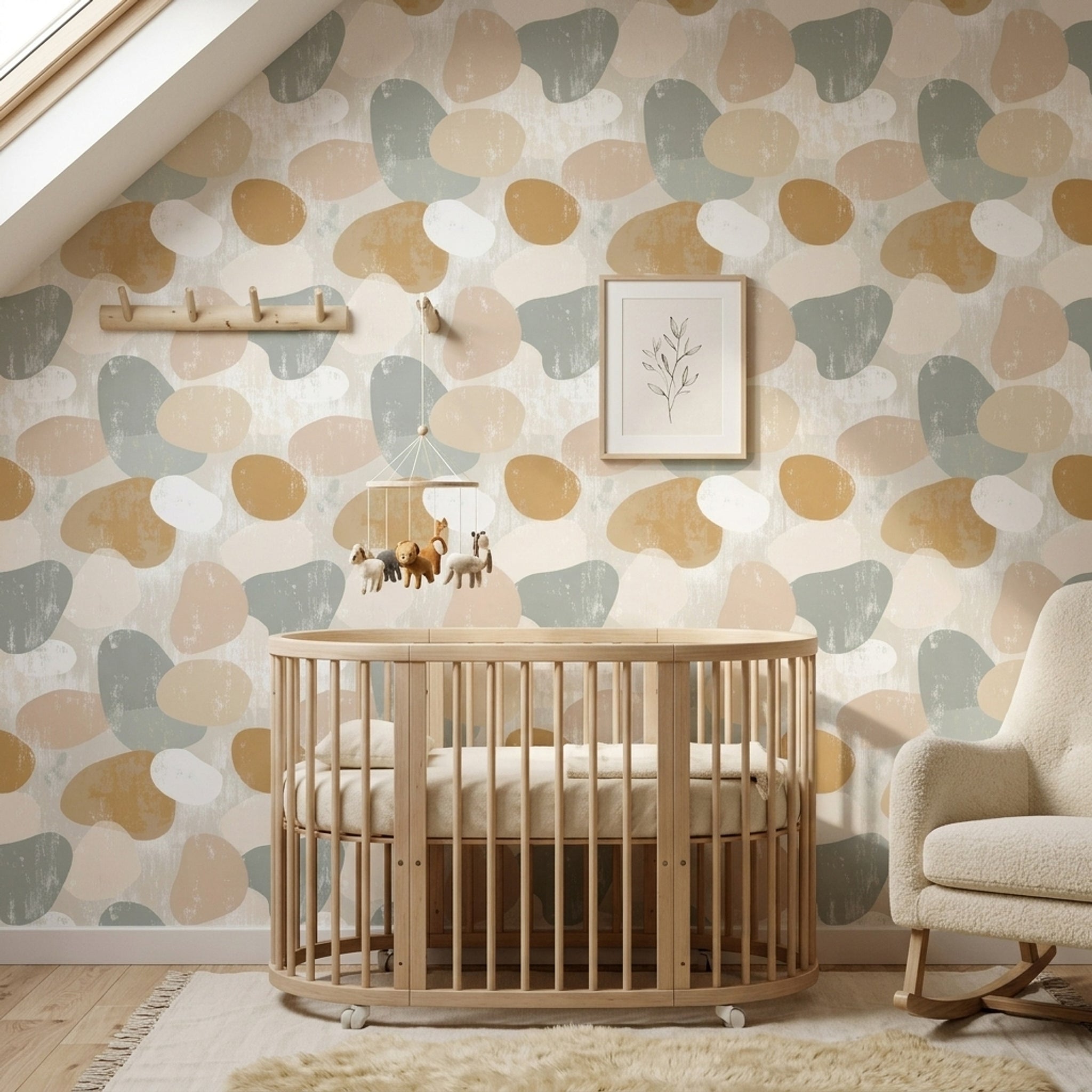 Abstract Wallpaper Organic Shapes Removable Neutral Palette Wall Double Roll