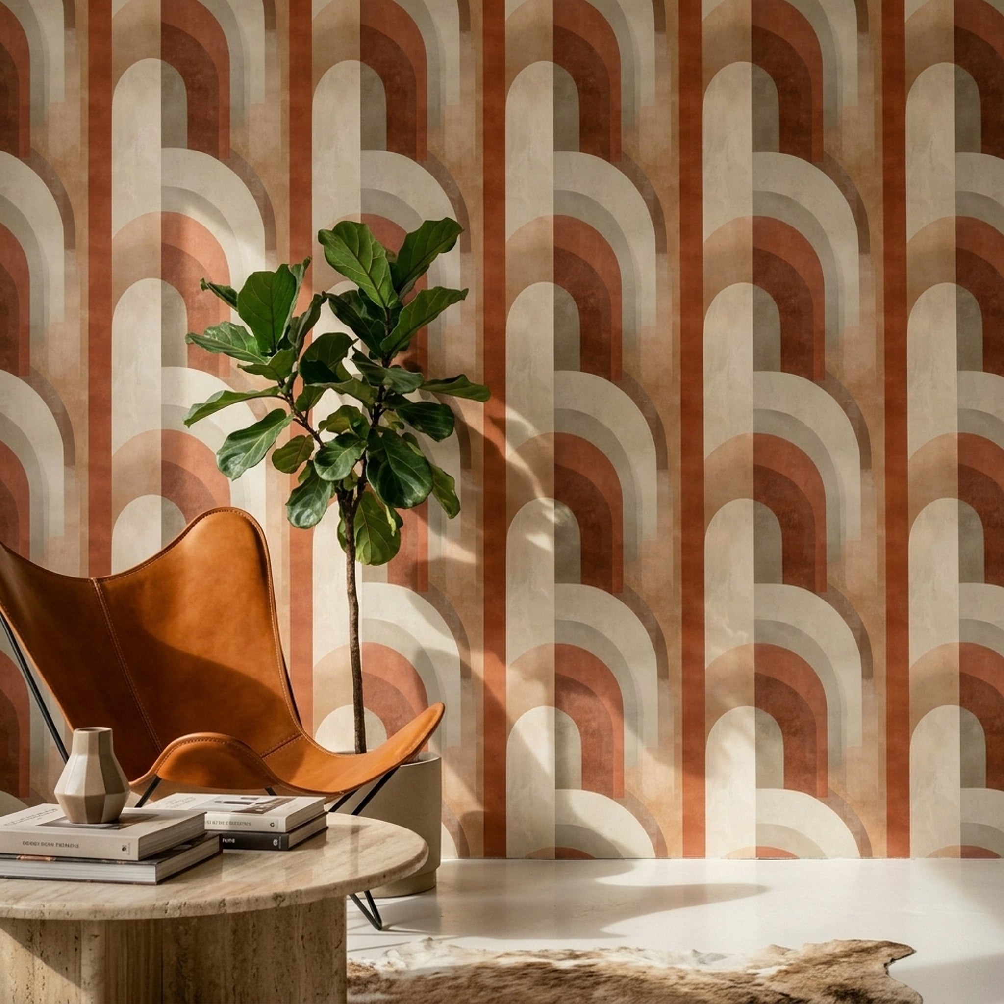 Mid Century Modern Wallpaper Geometric Removable Wall Decor