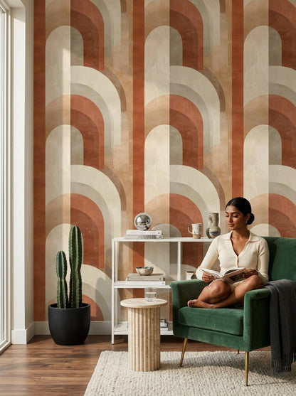 Mid Century Modern Wallpaper Geometric Removable Wall Decor