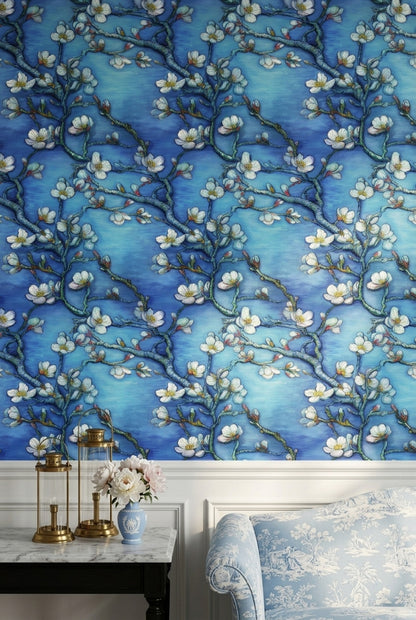 Dark Floral Wallpaper Blossom Botanical Removable Wall Decor
