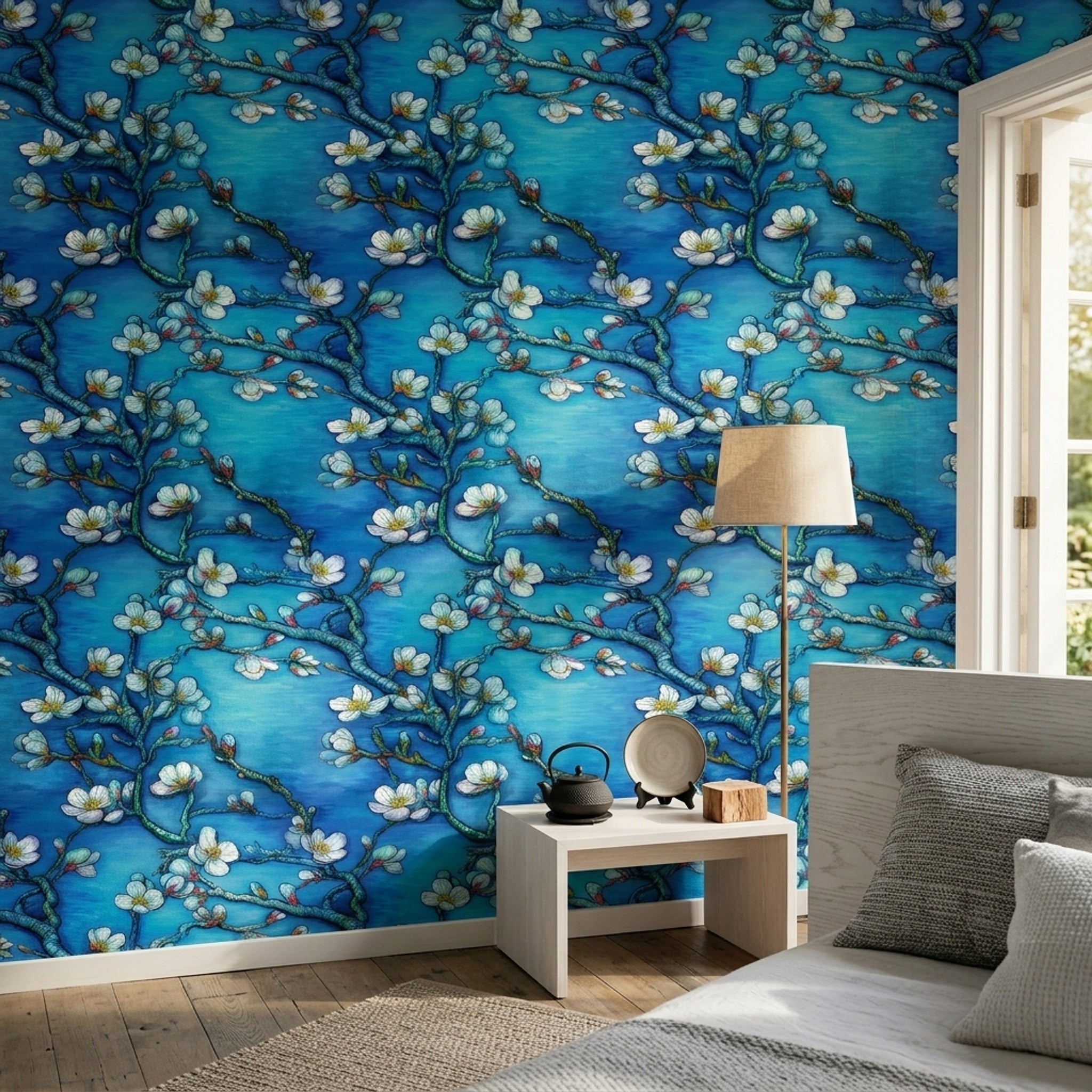 Dark Floral Wallpaper Blossom Botanical Removable Wall Decor