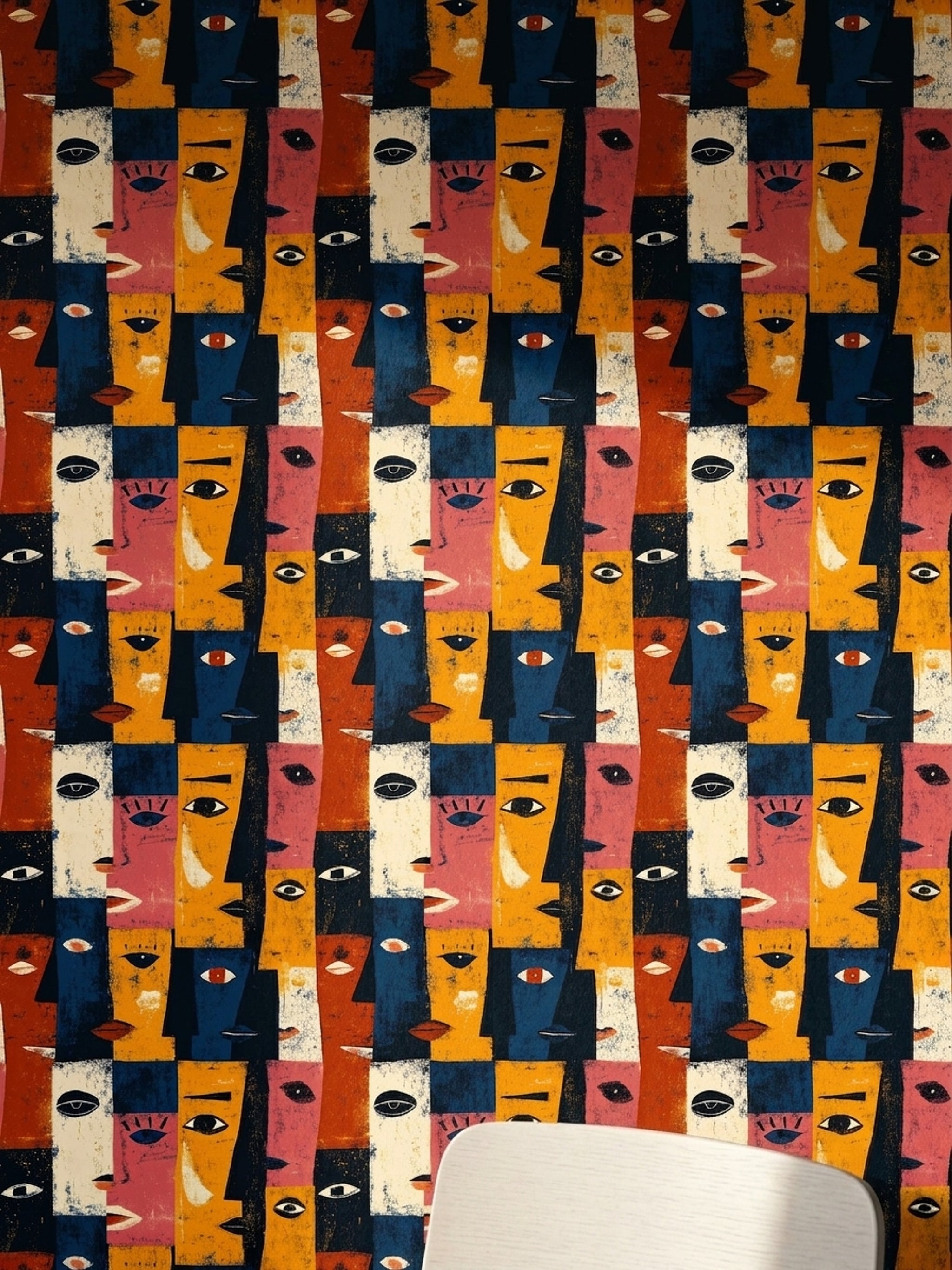 Grunge Texture Wallpaper Abstract Faces Removable Modern Wall Double Roll