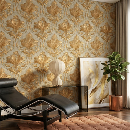 Ornate Damask Wallpaper Baroque Scrollwork Removable Acanthus Leaves Wall Double Roll