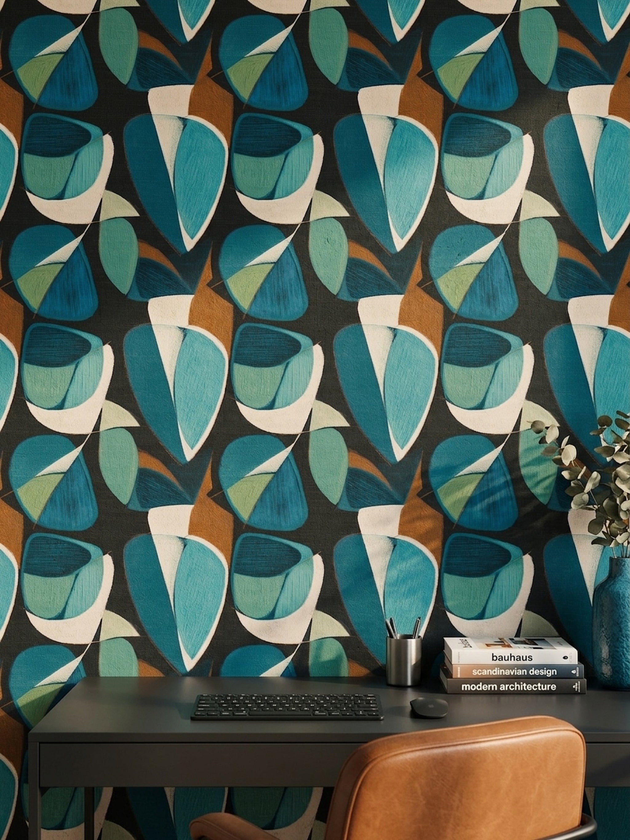 Mid Century Modern Wallpaper Abstract Geometric Removable Wall Decor