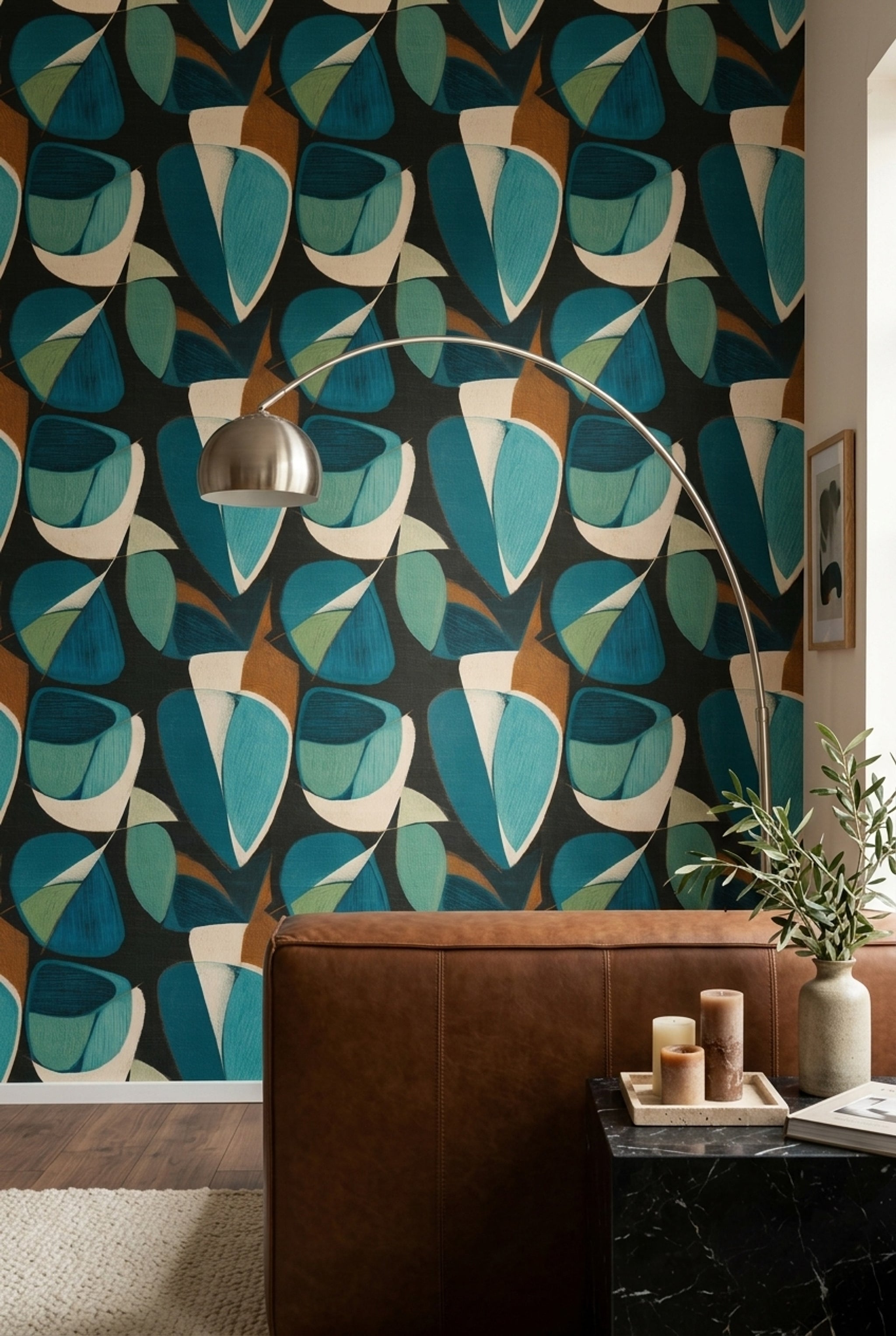 Mid Century Modern Wallpaper Abstract Geometric Removable Wall Decor
