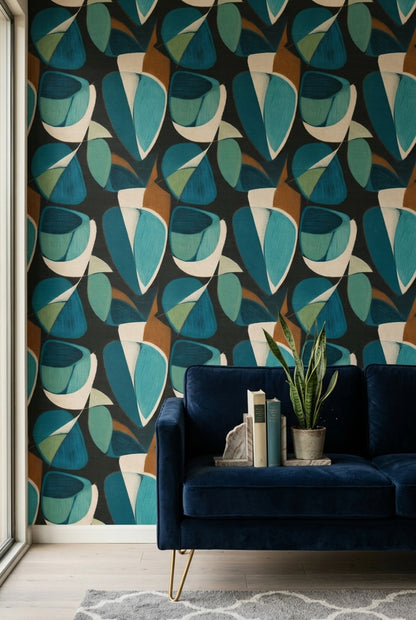 Mid Century Modern Wallpaper Abstract Geometric Removable Wall Decor