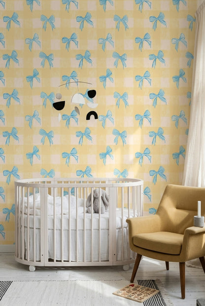 Watercolor Texture Wallpaper Pastel Illustration Gingham Removable Wall Decor
