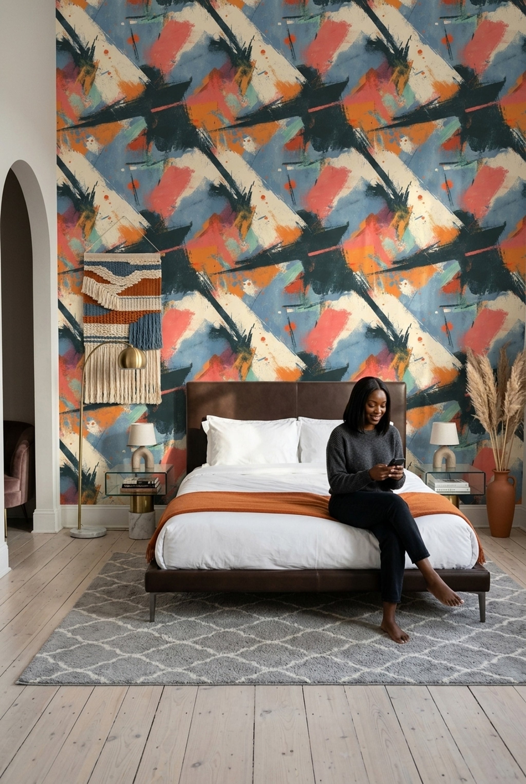 Mid Century Modern Wallpaper Abstract Modern Removable Wall Decor