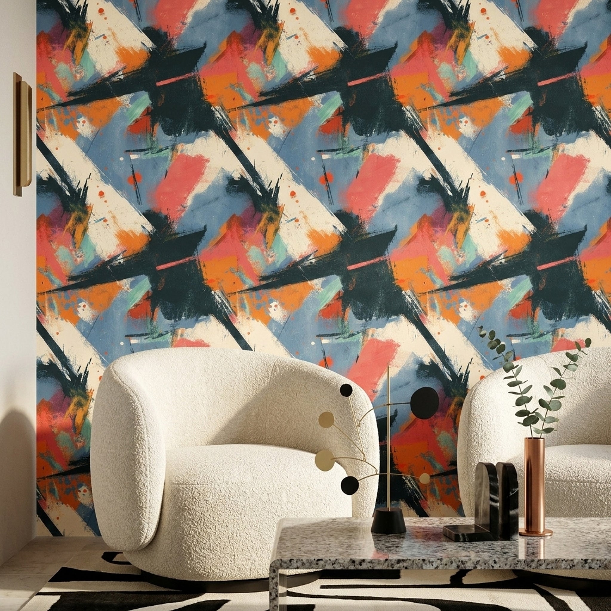 Mid Century Modern Wallpaper Abstract Modern Removable Wall Decor