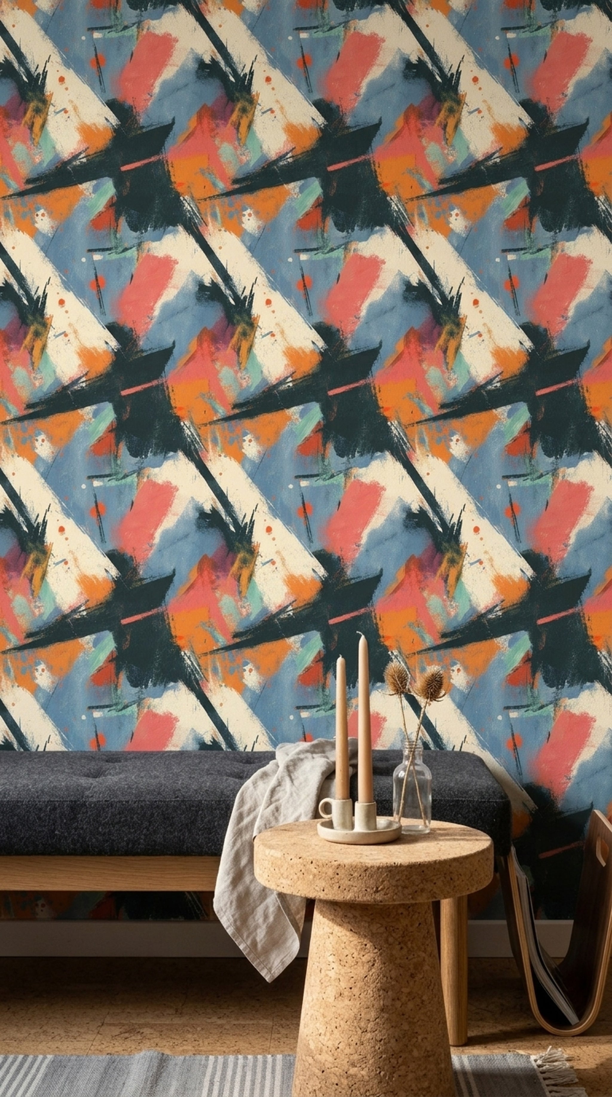 Mid Century Modern Wallpaper Abstract Modern Removable Wall Decor