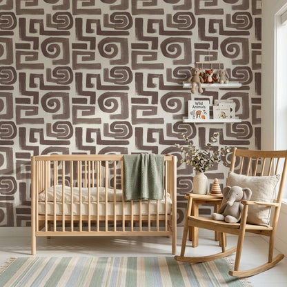 Abstract Wallpaper Geometric Removable Brushstroke Wall Double Roll