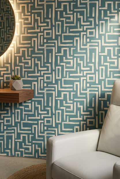 Mid Century Modern Wallpaper Abstract Pattern Removable Wall Decor