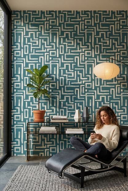 Mid Century Modern Wallpaper Abstract Pattern Removable Wall Decor