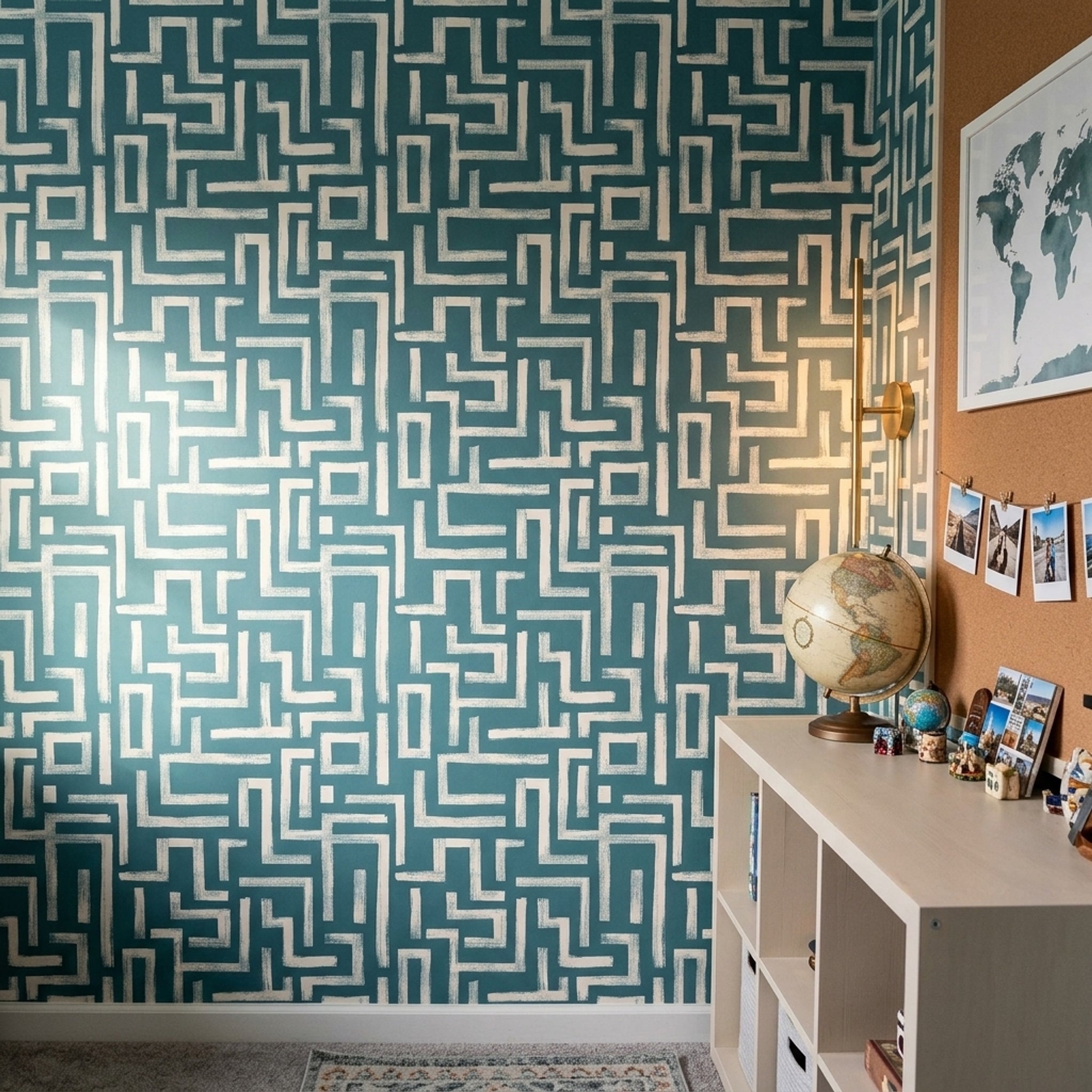 Mid Century Modern Wallpaper Abstract Pattern Removable Wall Decor