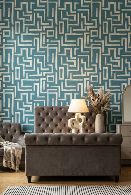 Mid Century Modern Wallpaper Abstract Pattern Removable Wall Decor