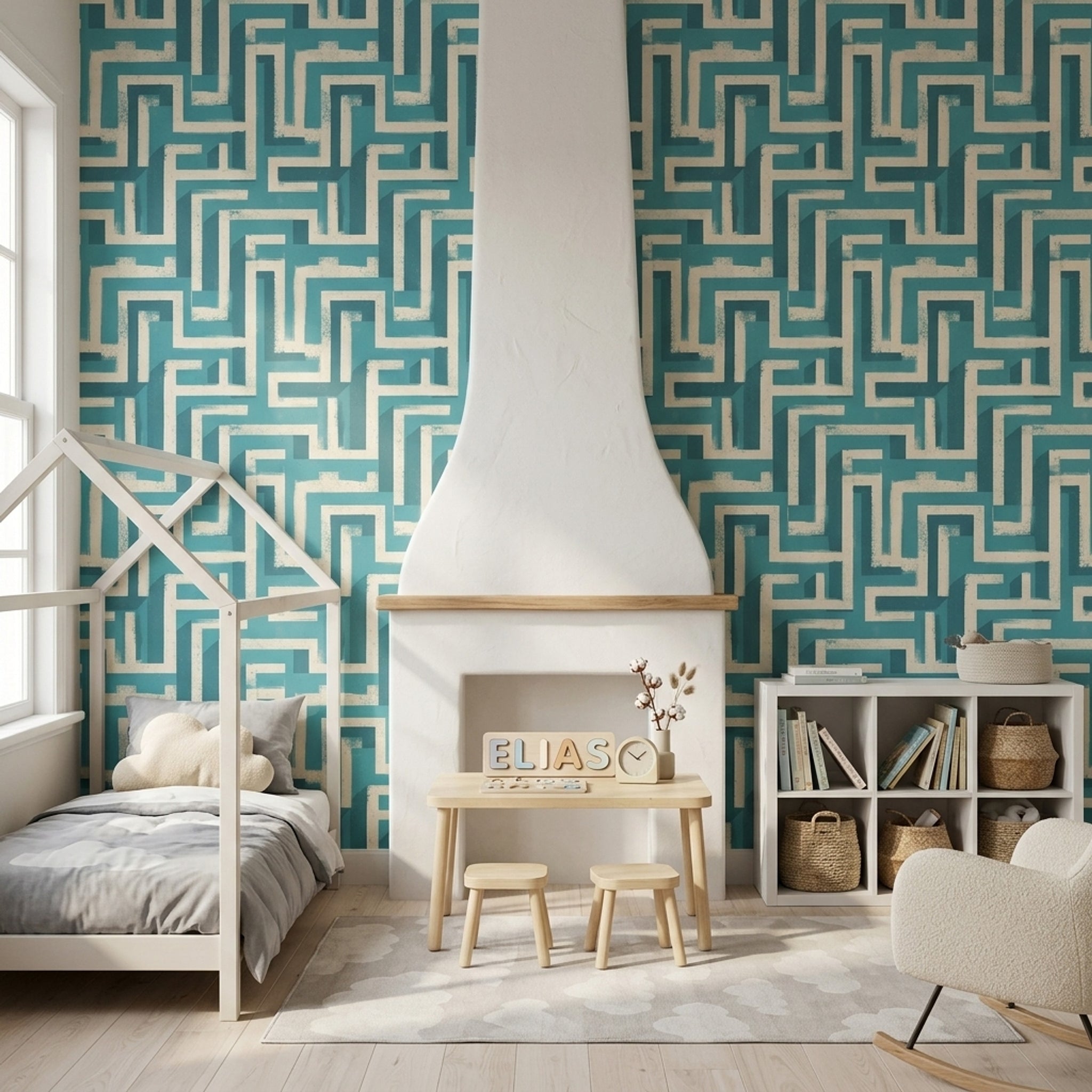 Mid Century Modern Wallpaper Retro Geometric Decorative Mural