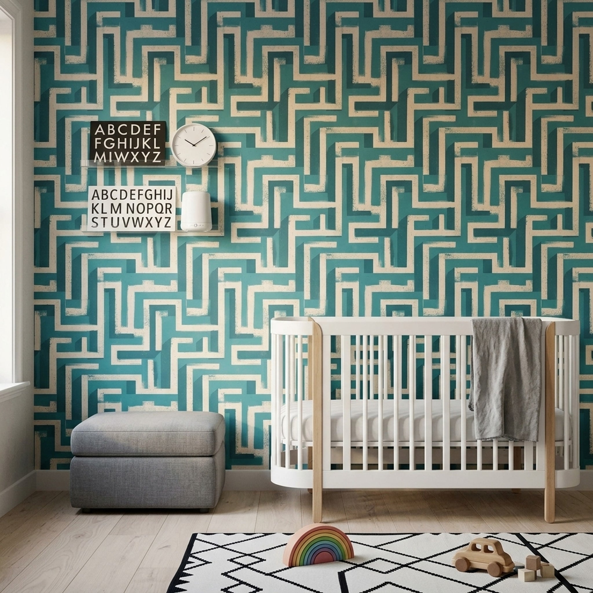 Mid Century Modern Wallpaper Retro Geometric Decorative Mural
