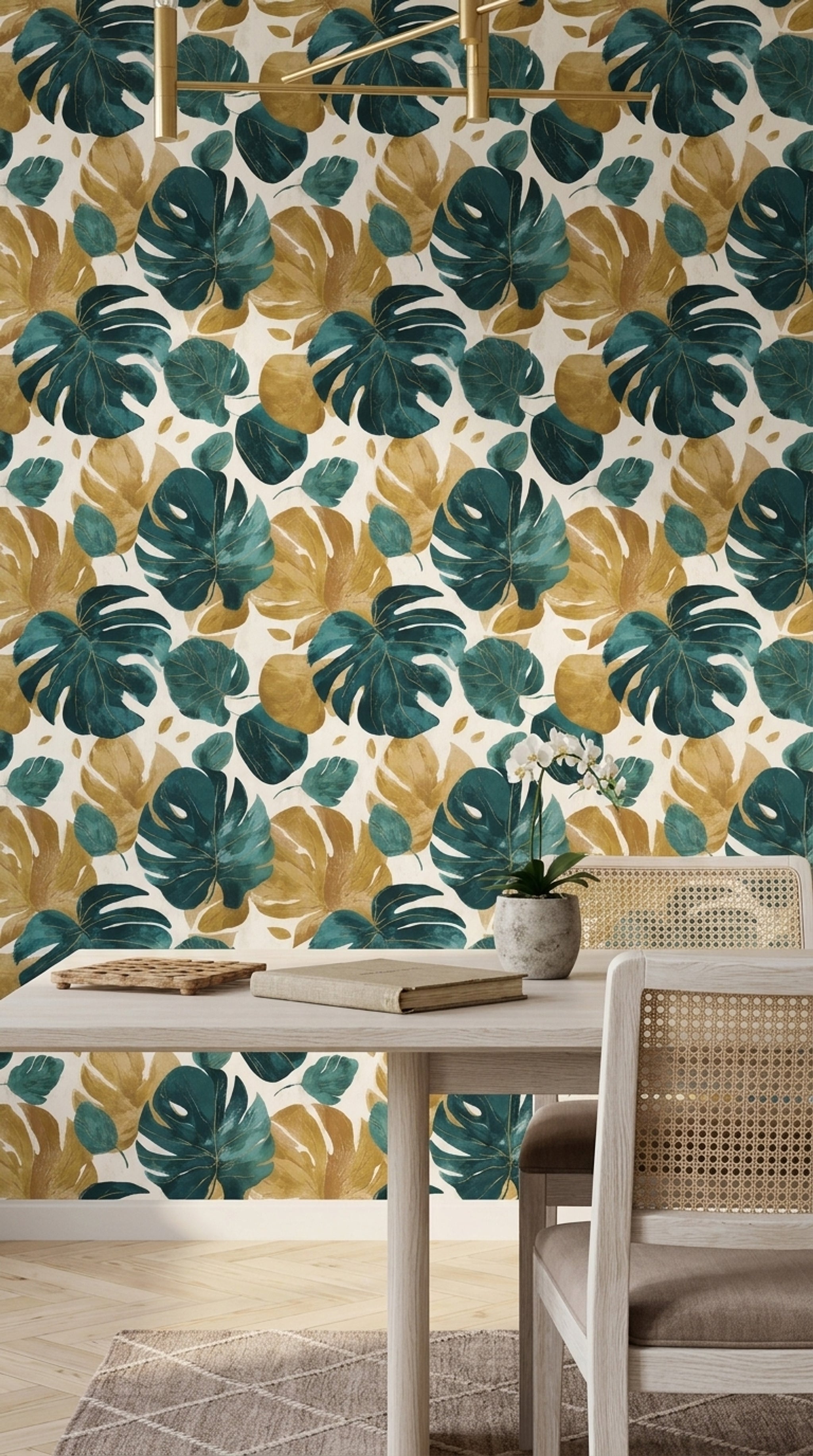 Watercolor Texture Wallpaper Bright Background Removable Tropical Leaves Wall Double Roll
