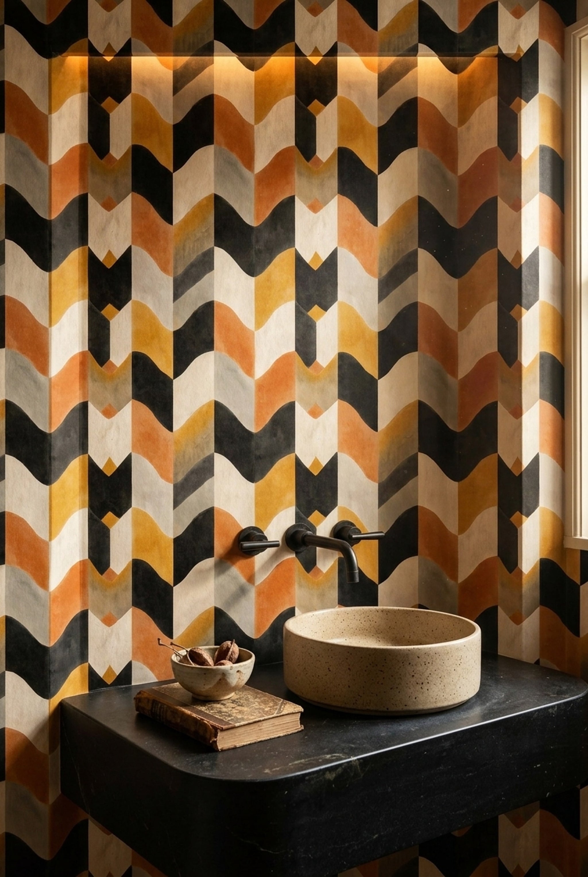 Mid Century Modern Wallpaper Watercolor Texture Totem Removable Wall Decor