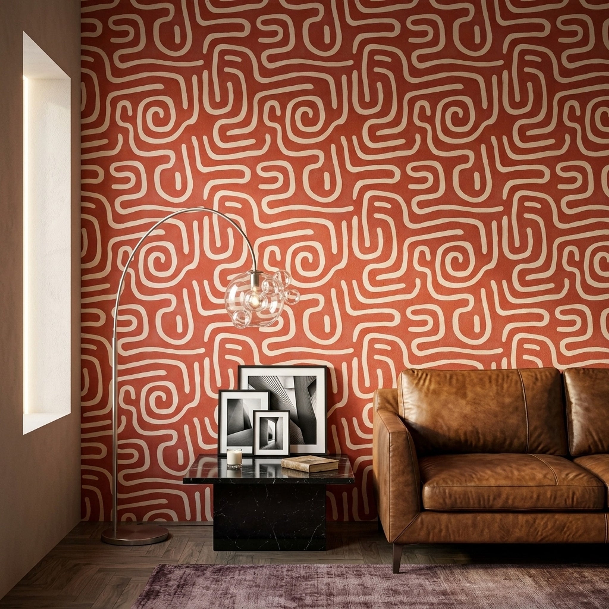 Mid Century Modern Wallpaper Retro Removable Abstract Wall Double Roll